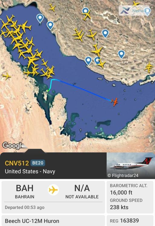 تحرکات آمریکا در خلیج فارس: پرواز هواپیمای نظامی در منطقه
