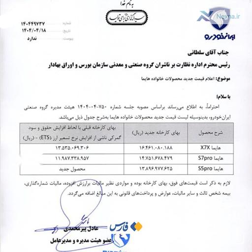 ایران‌خودرو قیمت محصولات هایما را حداقل ۲۷۰ میلیون تومان گران کرد.‌