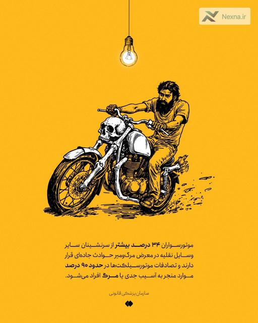 #نکته| ۹۰ درصد تصادفات موتورسیکلت باعث مرگ یا آسیب جدی می‌شود.