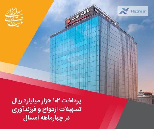 پرداخت بیش از ۱۰۰ هزار میلیارد ریال تسهیلات ازدواج و فرزندآوری توسط بانک ملت