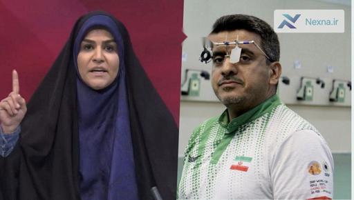 تقدیم مدال طلای المپیک توسط جواد فروغی به مجری صدا و سیما