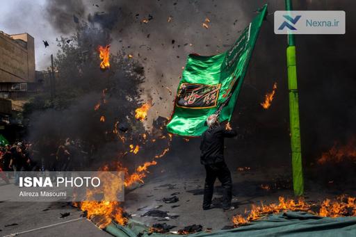 خیمه سوزان ظهر عاشورا در چهارراه گلوبندک تهران