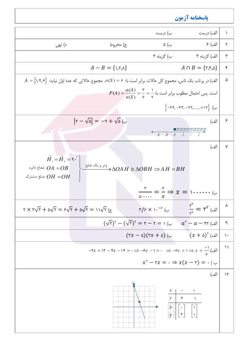 پیش نمایش بسته امتحانات هماهنگ پایه نهم نوبت دوم خرداد 1402 استان مرکزی + پاسخنامه