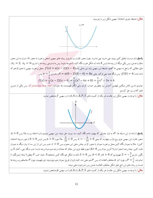 پیش نمایش محتوای آموزشی جزوه و درسنامه درس حسابان (1) پایه یازدهم - دوره دوم متوسطه - نظری