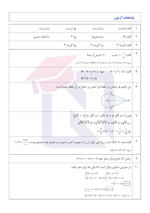 پیش نمایش بسته امتحانات هماهنگ پایه نهم نوبت دوم خرداد 1402 کهگیلویه و بویر احمد + پاسخنامه