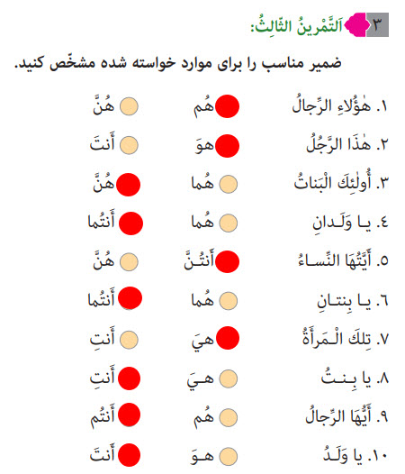 گام به گام درس دهم 10 عربی هفتم